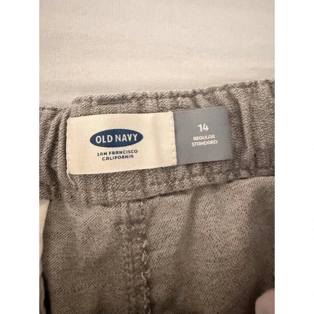 Old Navy Boys Size 14 Regular Gray Khaki Stretch Chino Shorts Heathered Brown